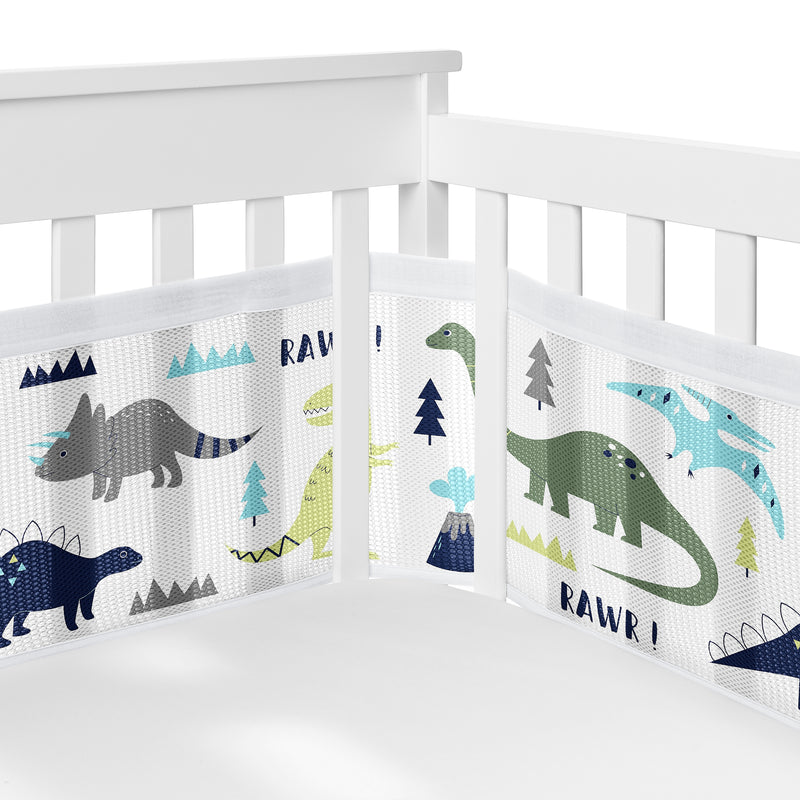 Mod Dinosaur Blue and Green Collection Sweet Jojo Designs + BreathableBaby Breathable Mesh Crib Liner