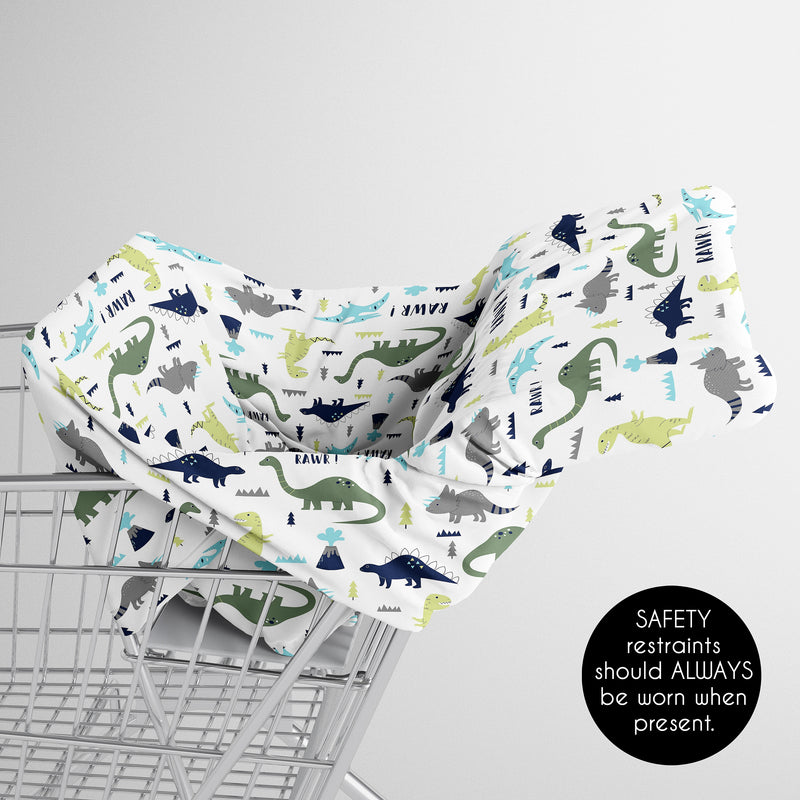Mod Dinosaur Blue and Green Multi Use Baby Car Seat and Nursing Cover