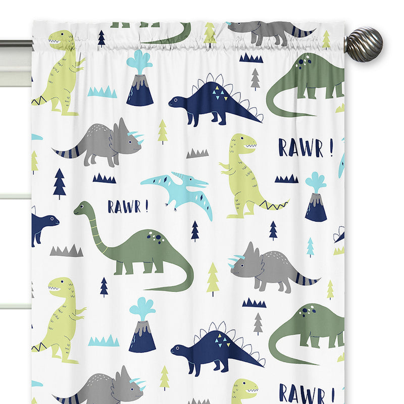 Mod Dinosaur Blue And Green Collection Window Panels - Set of 2