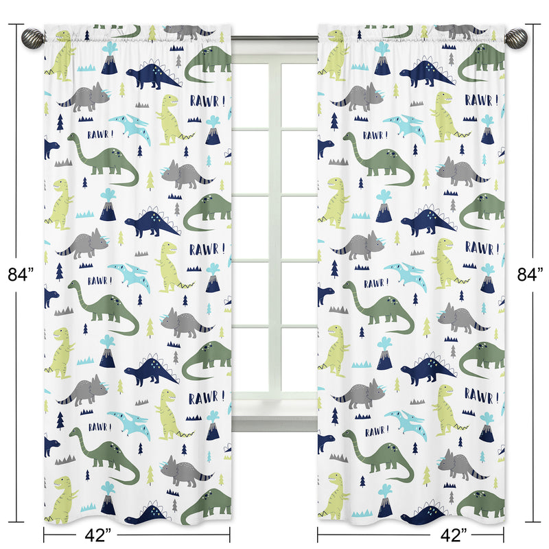Mod Dinosaur Blue And Green Collection Window Panels - Set of 2