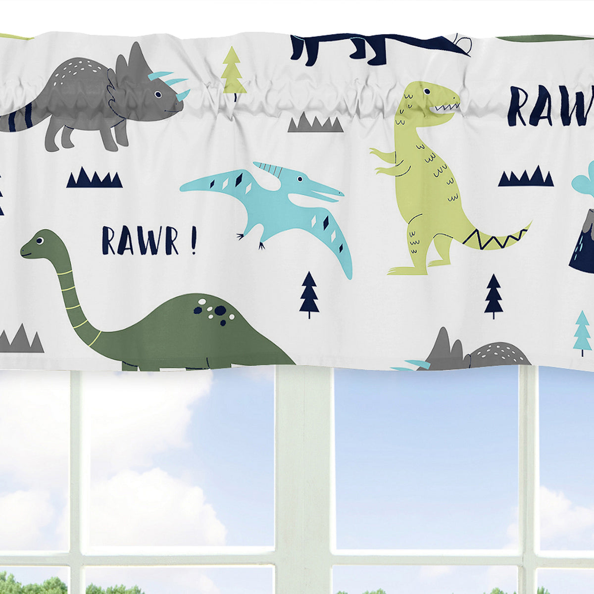 Mod Dinosaur Blue And Green Collection Window Valance