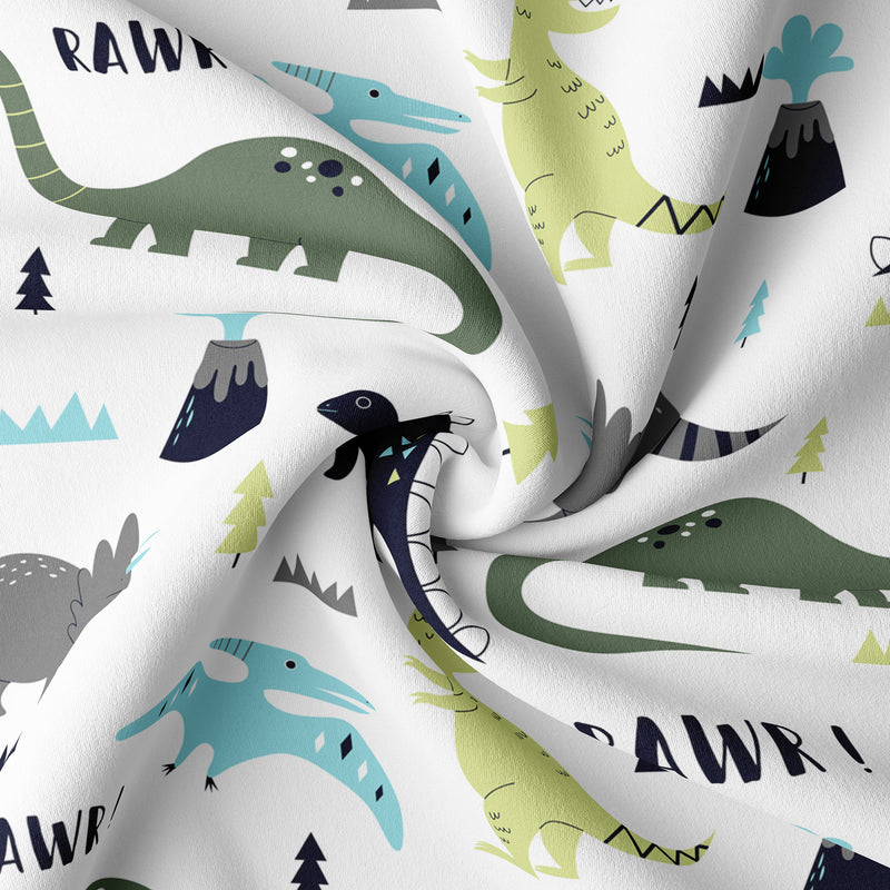 Mod Dinosaur Blue and Green Collection Queen Duvet Cover Bedding Set