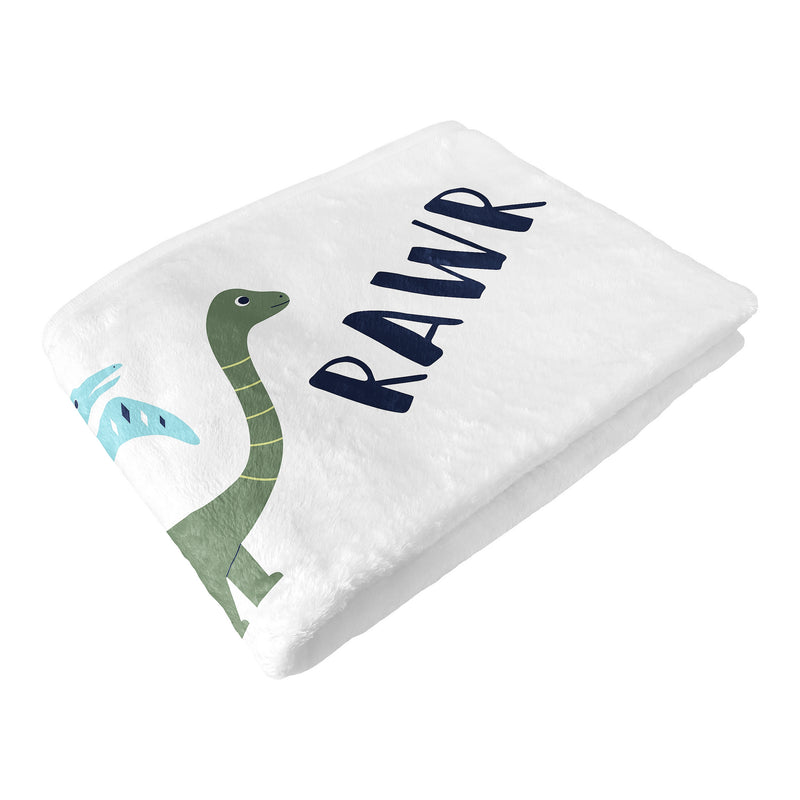 Mod Dinosaur Blue And Green Collection Monthly Milestone Baby Blanket