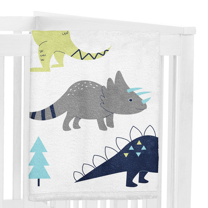 Mod Dinosaur Blue And Green Collection Monthly Milestone Baby Blanket