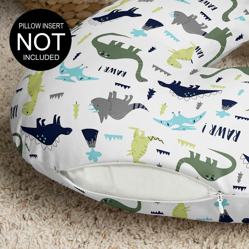 Mod Dinosaur Blue and Green Nursing Breastfeeding Pillow Cover