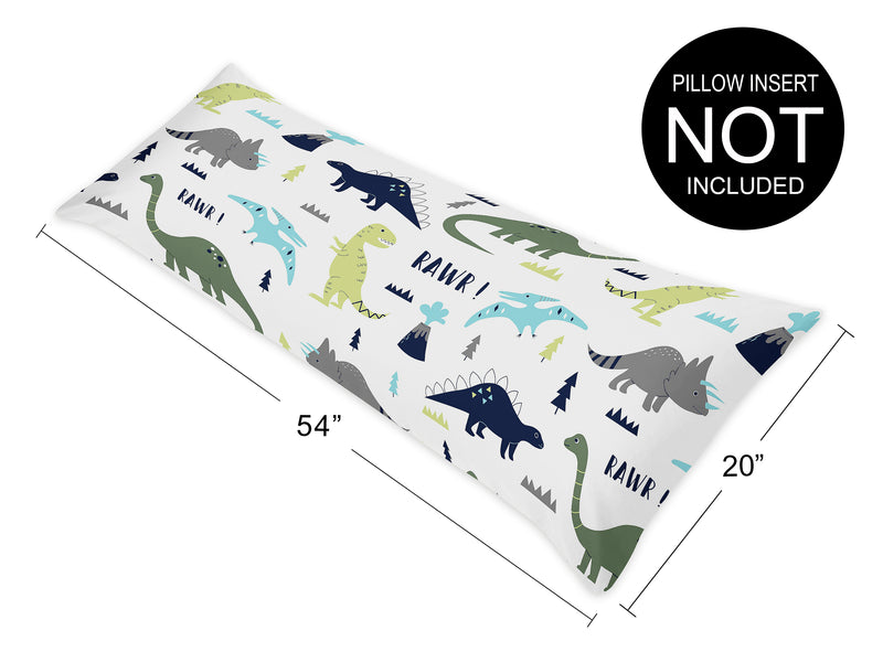 Mod Dinosaur Blue and Green Collection Full Length Body Pillow Cover