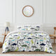 Mod Dinosaur Blue and Green Collection Queen Duvet Cover Bedding Set