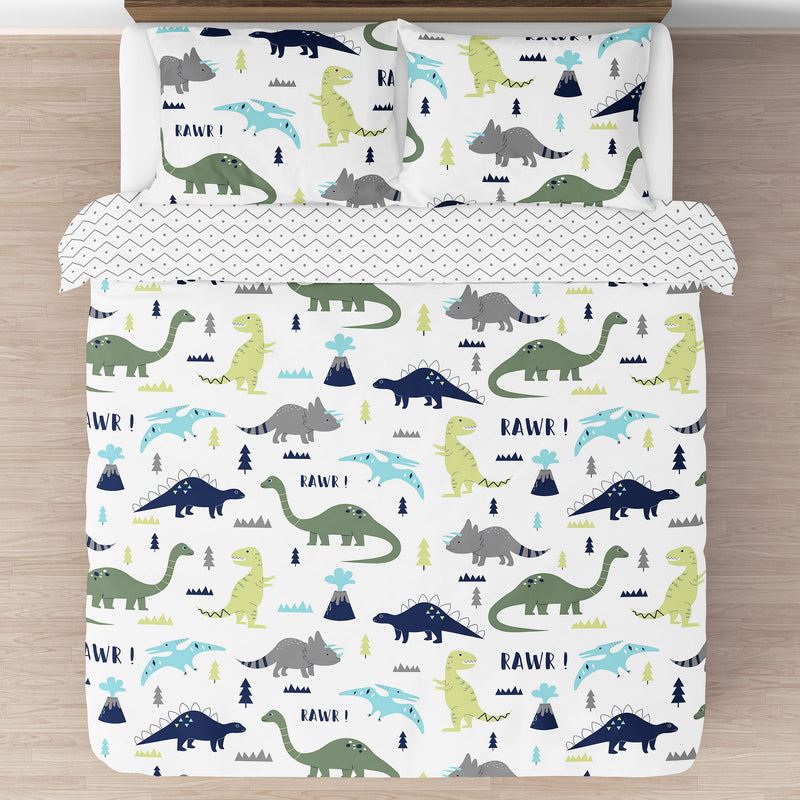 Mod Dinosaur Blue and Green Full/Queen Bedding Collection