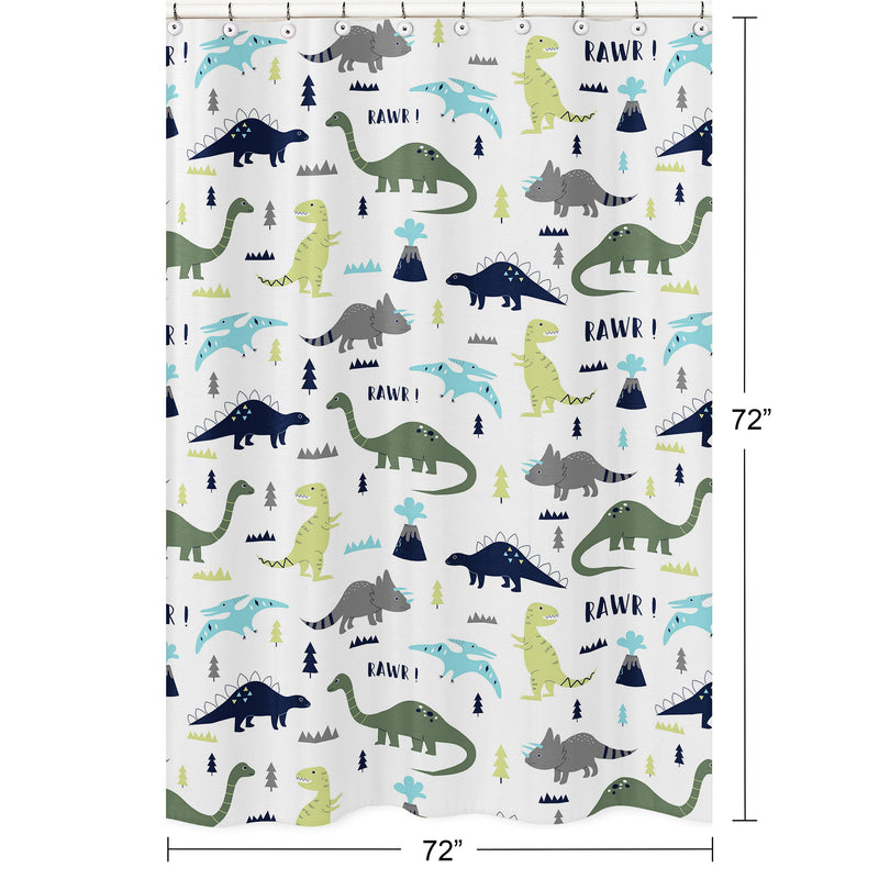 Mod Dinosaur Blue and Green Collection Shower Curtain