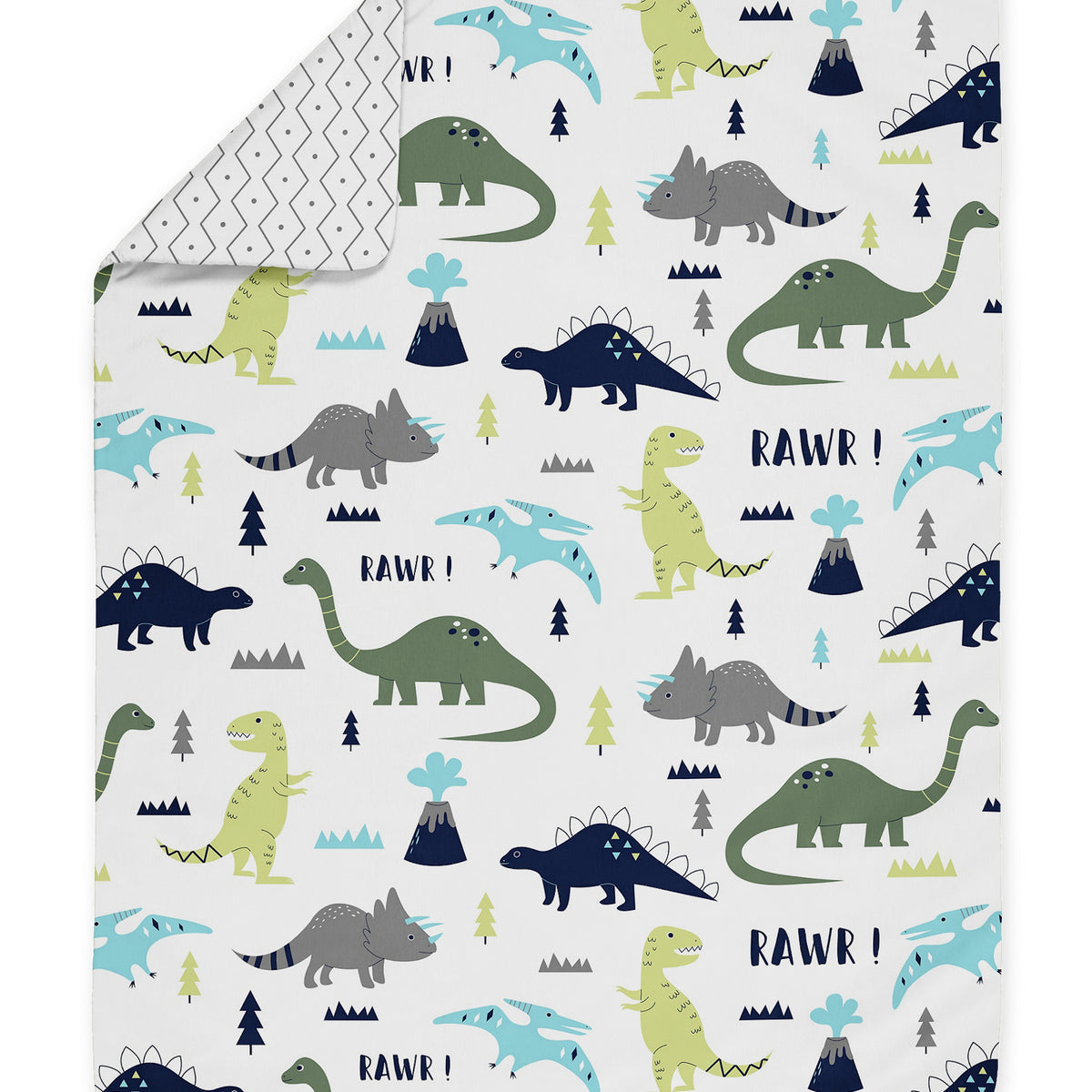 Mod Dinosaur Blue and Green Toddler Bedding Collection