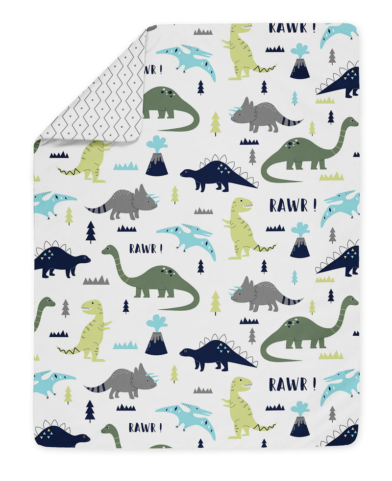 Mod Dinosaur Blue and Green Toddler Bedding Collection