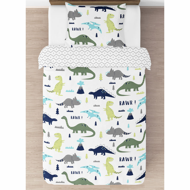 Mod Dinosaur Blue and Green Twin Bedding Collection