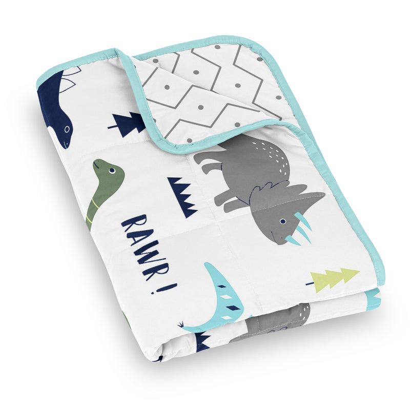 Mod Dinosaur Blue and Green Collection Toddler 5lbs Weighted Blanket for Kids