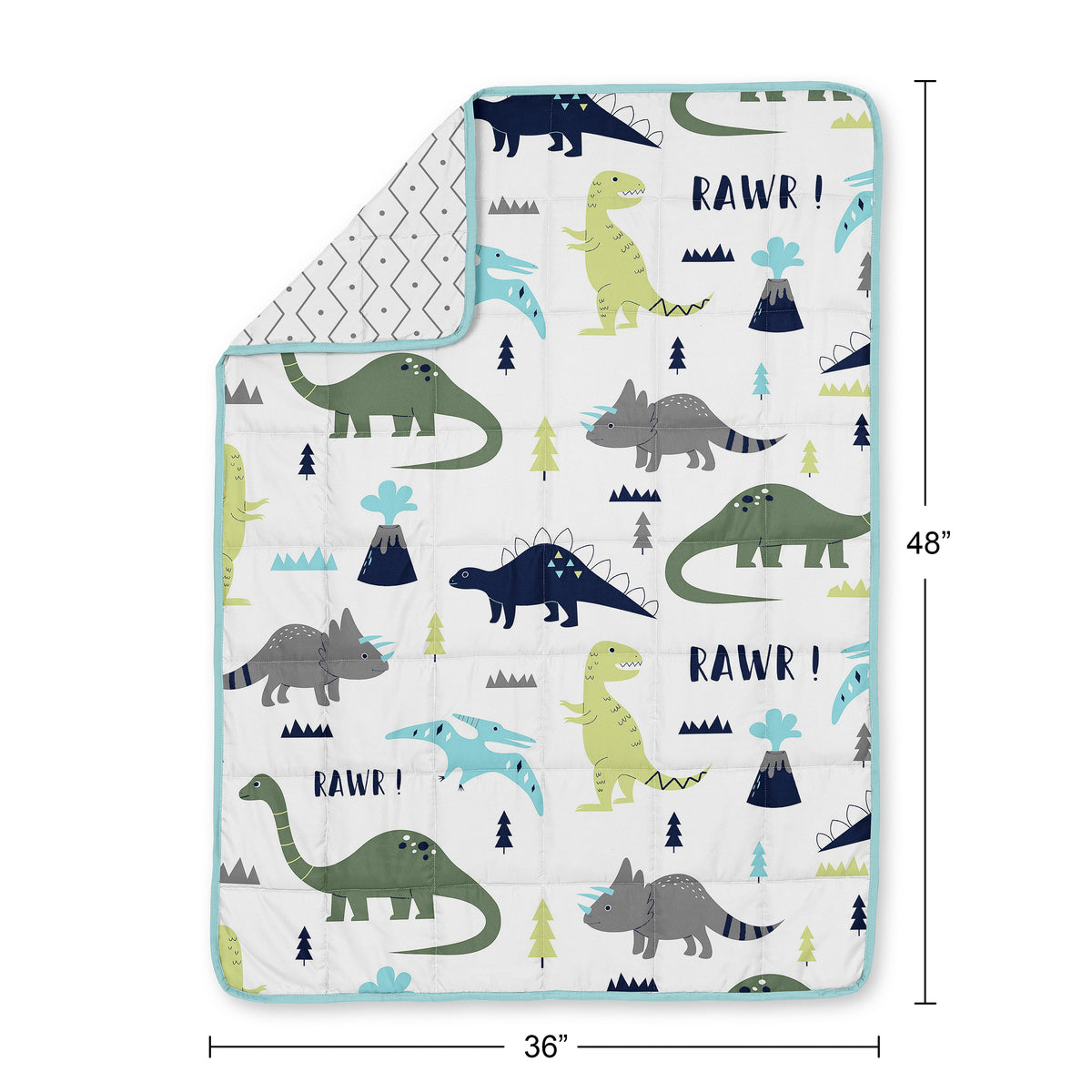 Mod Dinosaur Blue and Green Collection Toddler 5lbs Weighted Blanket for Kids