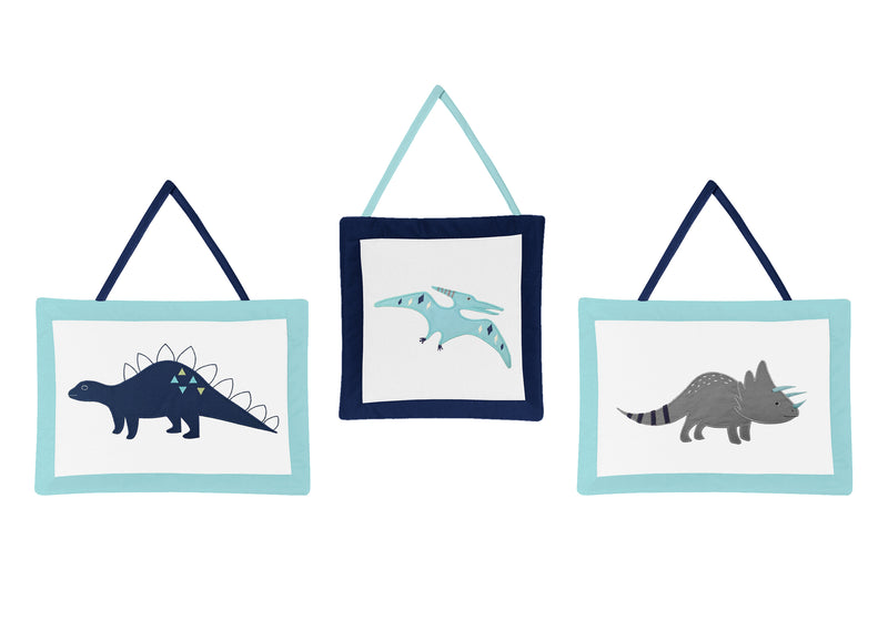 Mod Dinosaur Blue and Green 11 Piece Bumperless Crib Bedding Collection