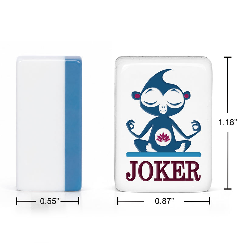 Blue Monkey Collection Melamine American Mahjong Tile Set (160pc) 1.18 Layered Acrylic with Faux Leather Travel Bag