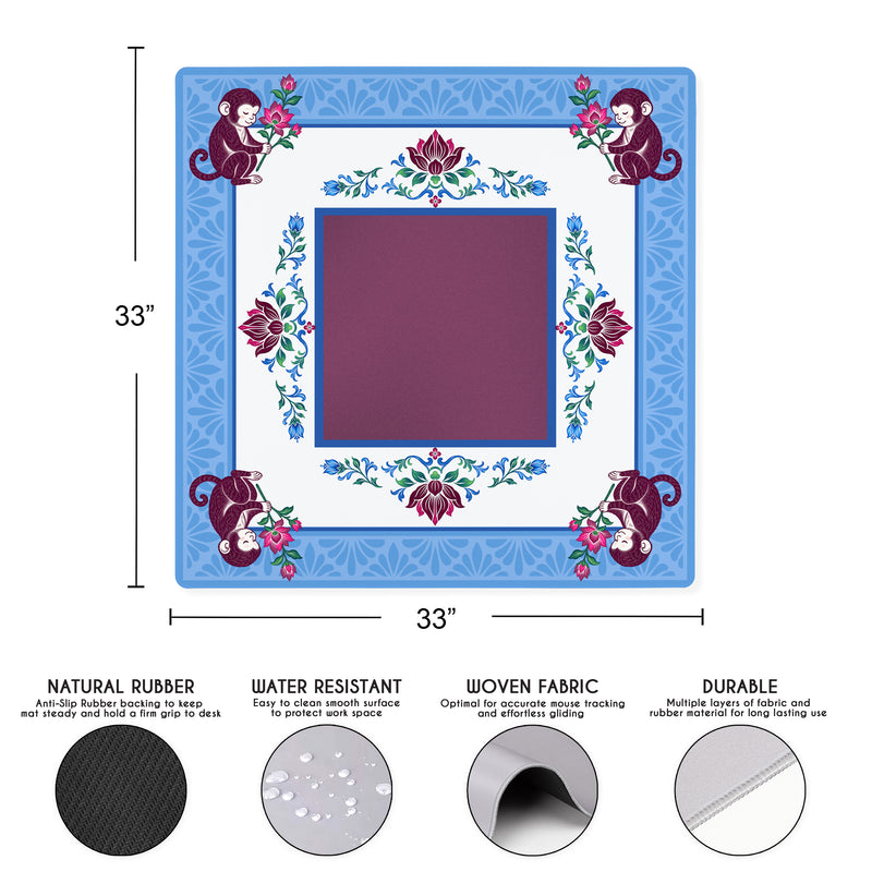 Blue Monkey Collection Mahjong Mat for Table - Shipped Rolled