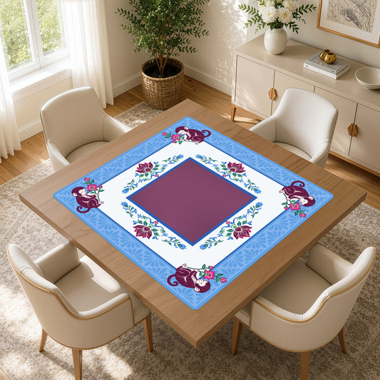 Blue Monkey Collection Mahjong Mat for Table - Shipped Rolled