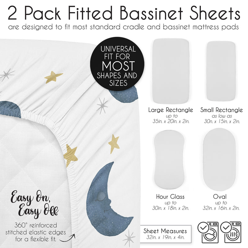 Moon Bear Collection 2 Pack Baby Bassinet Fitted Sheets