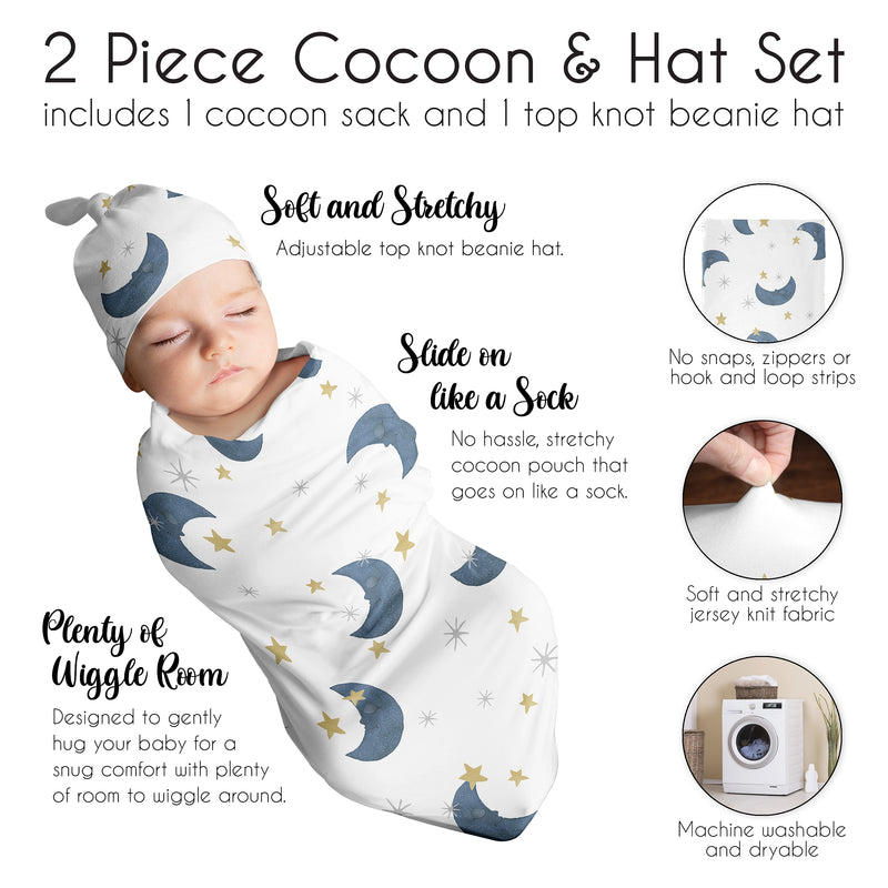 Moon Bear Collection Baby Cocoon and Beanie Hat - 2 Piece Set