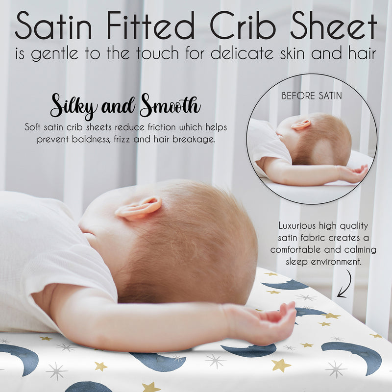 Moon Bear Collection Satin Fitted Crib Sheet