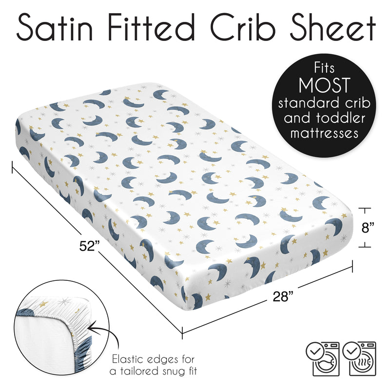 Moon Bear Collection Satin Fitted Crib Sheet