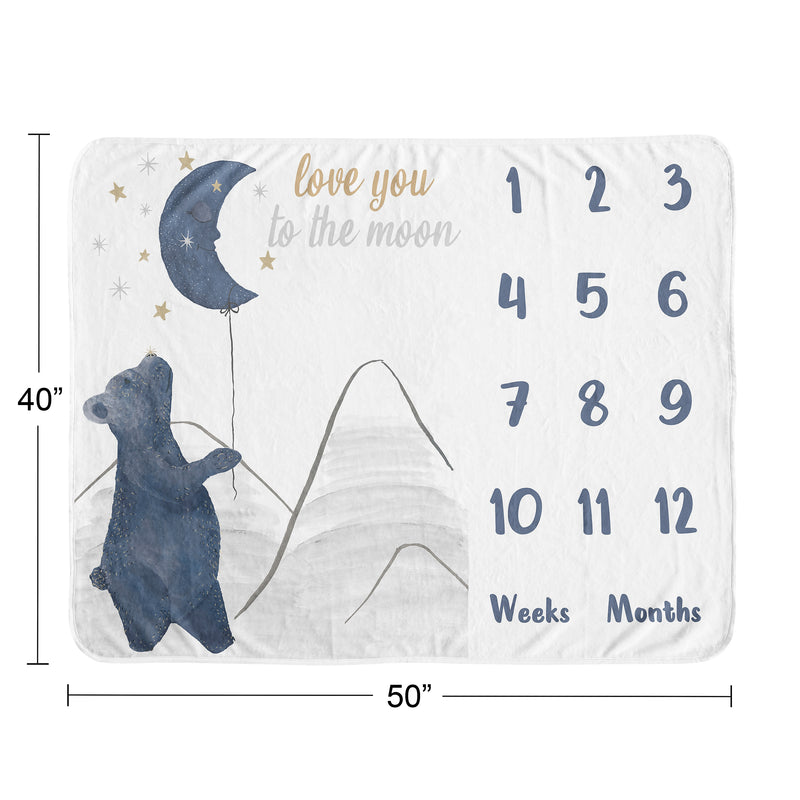 Moon Bear Collection Monthly Milestone Baby Blanket