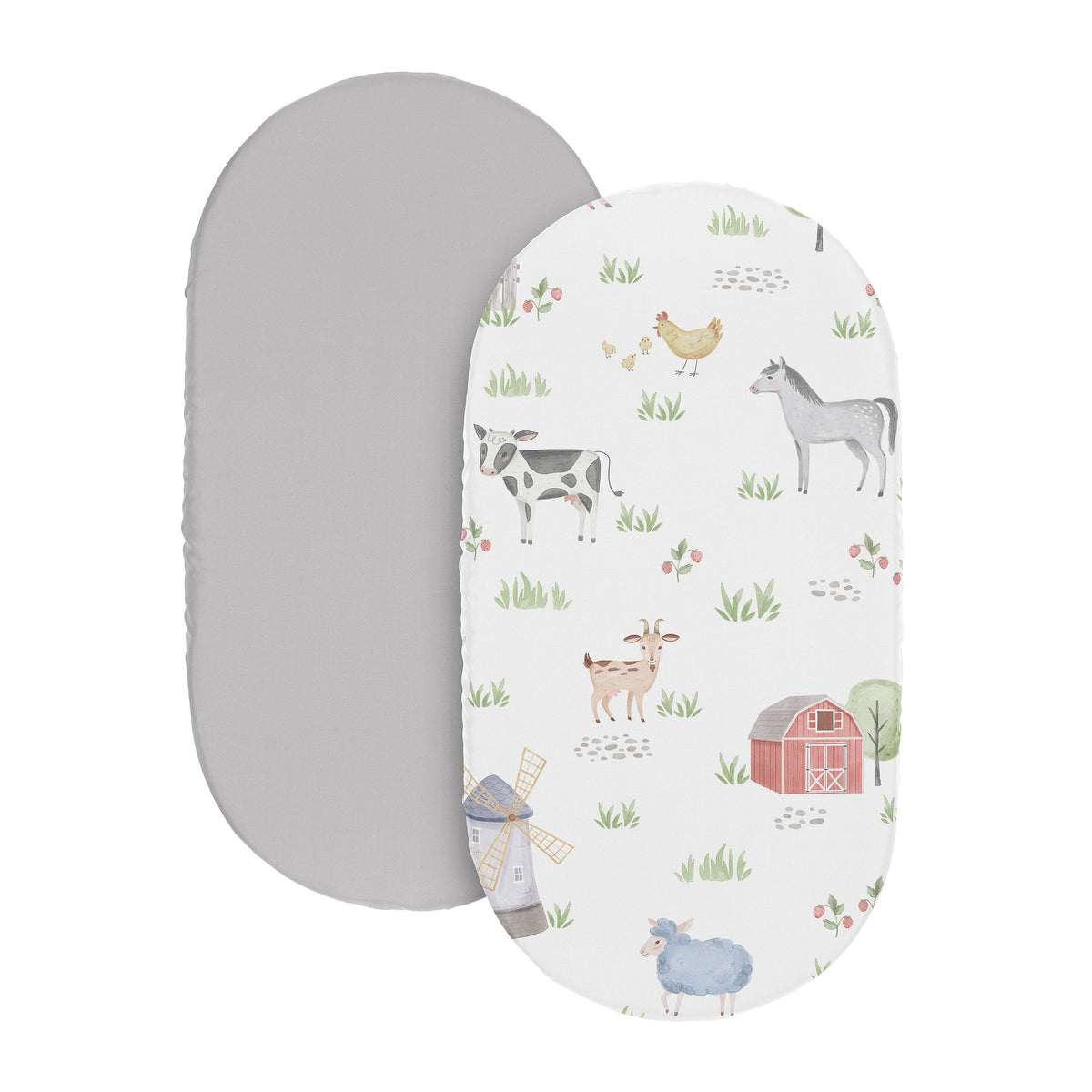 Farm Animals Collection 2 Pack Baby Bassinet Fitted Sheets