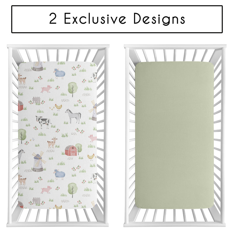 Farm Animals Collection 100% Cotton Muslin 2 Pack Crib Sheets