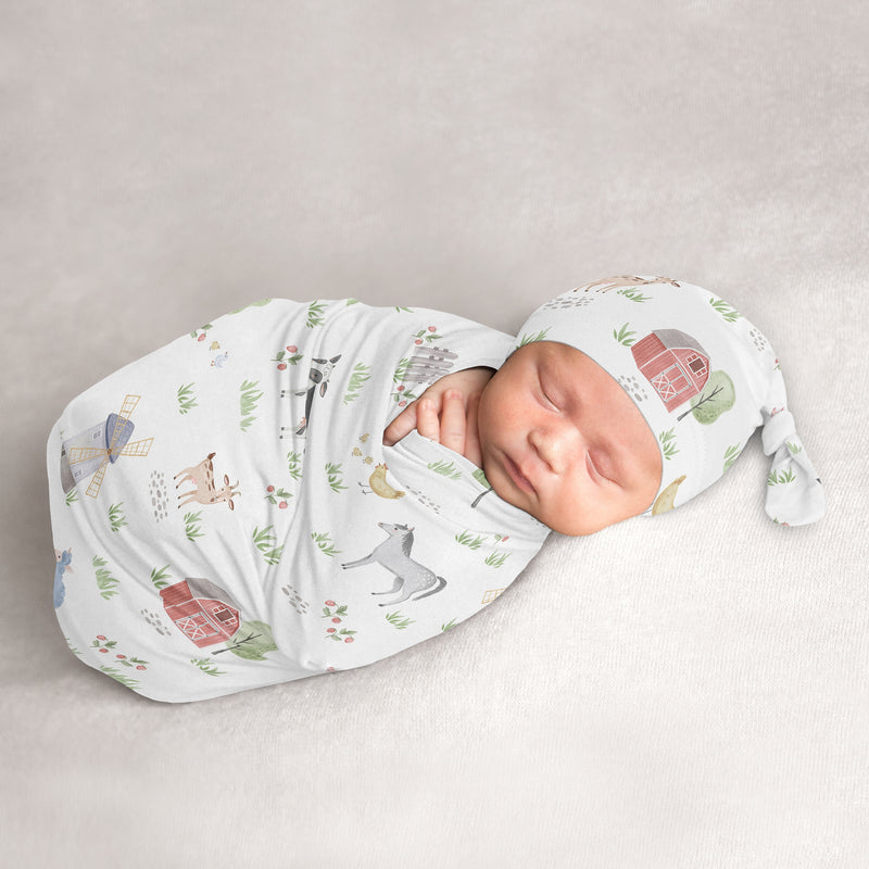Farm Animals Collection Baby Cocoon and Beanie Hat - 2 Piece Set