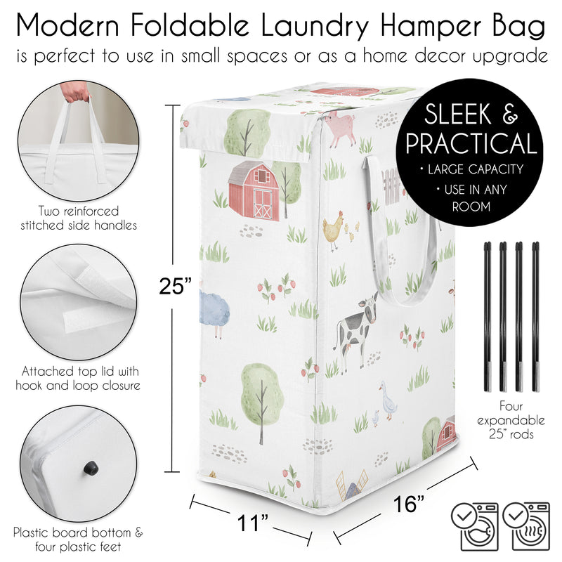 Farm Animals Collection Laundry Hamper with Handles