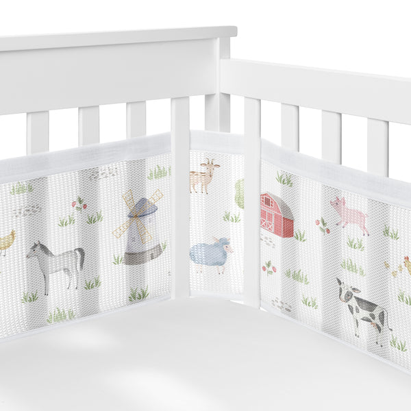 Farm Animals Collection Sweet Jojo Designs + BreathableBaby Breathable Mini Mesh Crib Liner