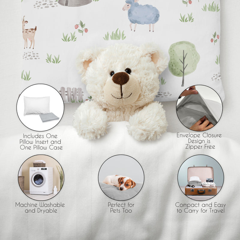 Farm Animals Collection Mini Pillow with Pillowcase