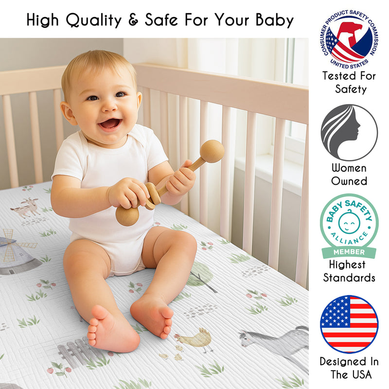 Farm Animals Collection 100% Cotton Muslin Crib Sheet