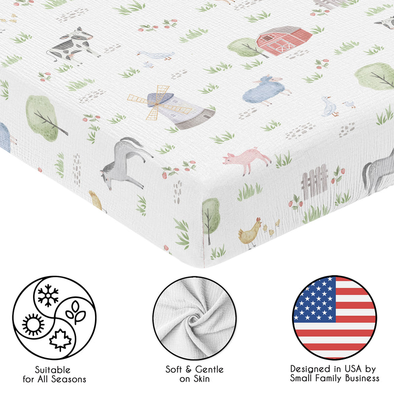 Farm Animals Collection 100% Cotton Muslin Crib Sheet