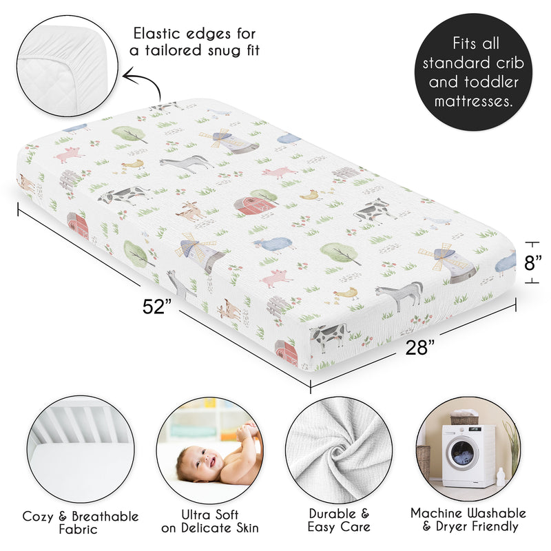 Farm Animals Collection 100% Cotton Muslin Crib Sheet