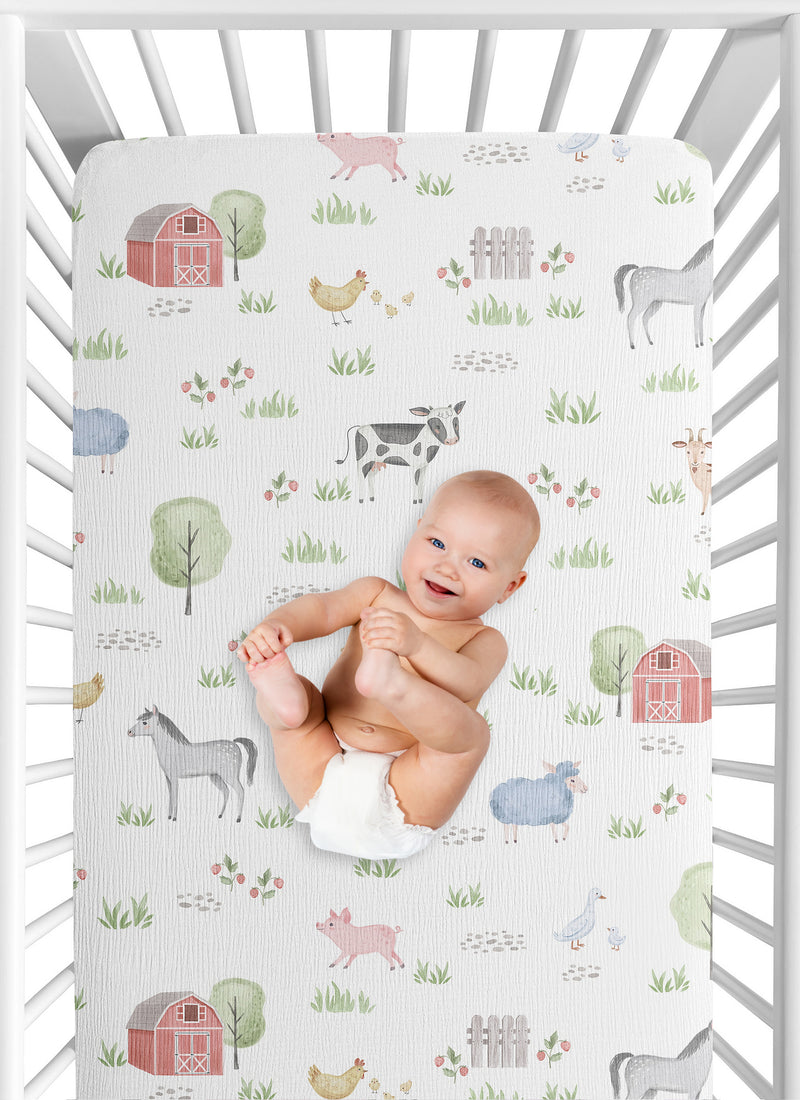 Farm Animals Collection 100% Cotton Muslin Crib Sheet