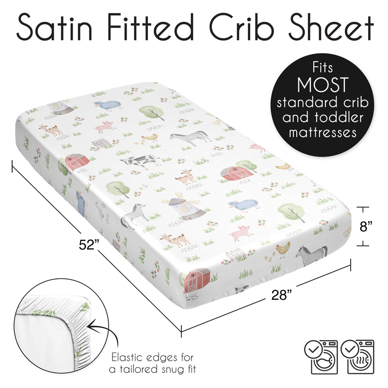 Farm Animals Collection Satin Fitted Crib Sheet