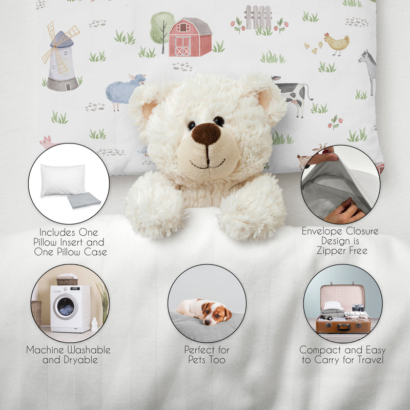 Farm Animals Collection Toddler Pillow with Pillowcase