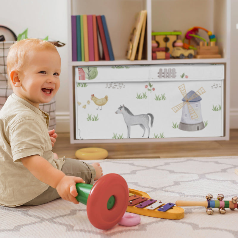 Farm Animals Collection Fabric Toy Bin Storage
