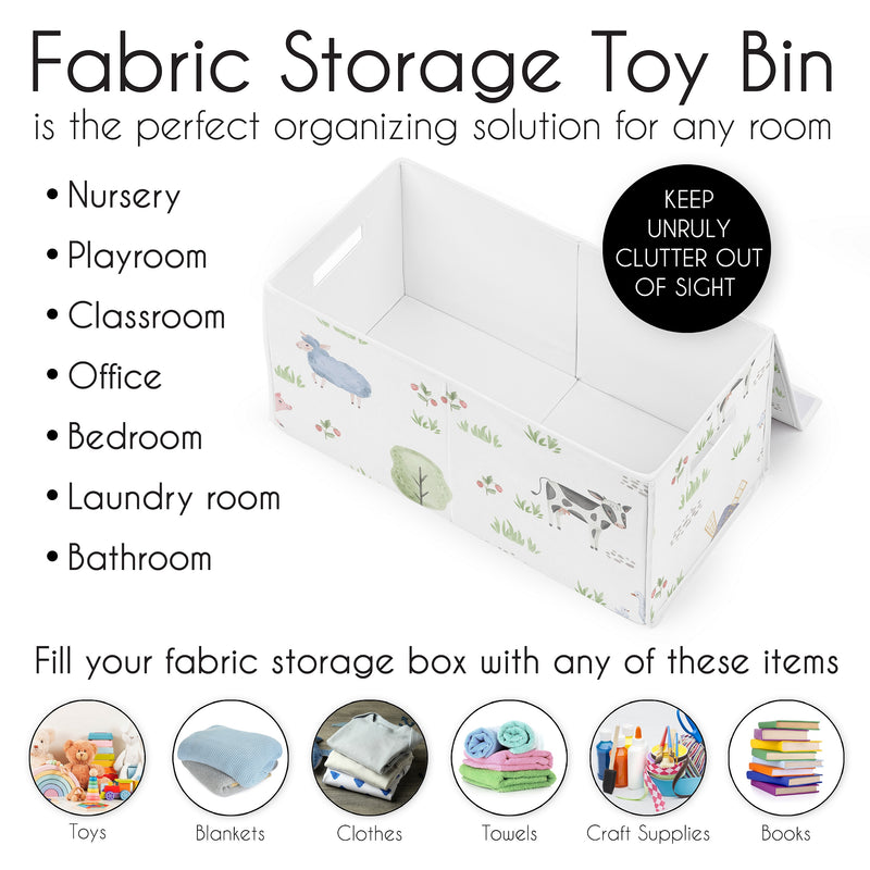 Farm Animals Collection Fabric Toy Bin Storage