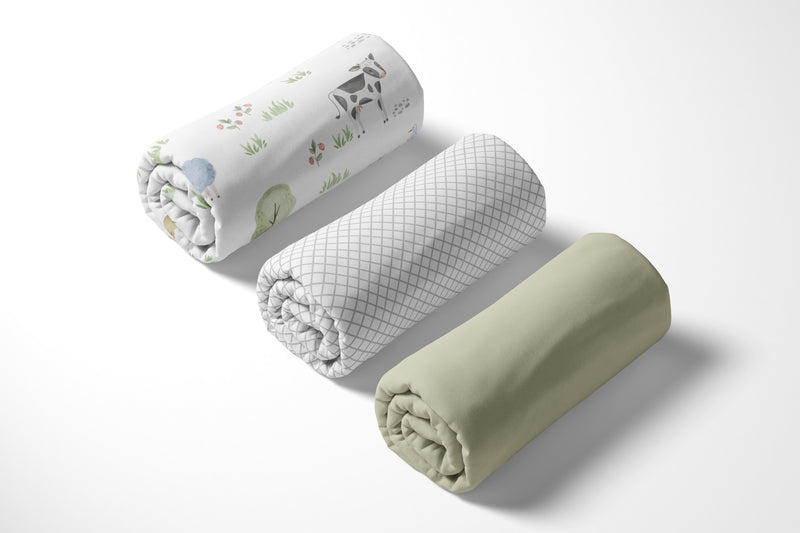 Farm Animals Collection 3 Pack Crib Sheets