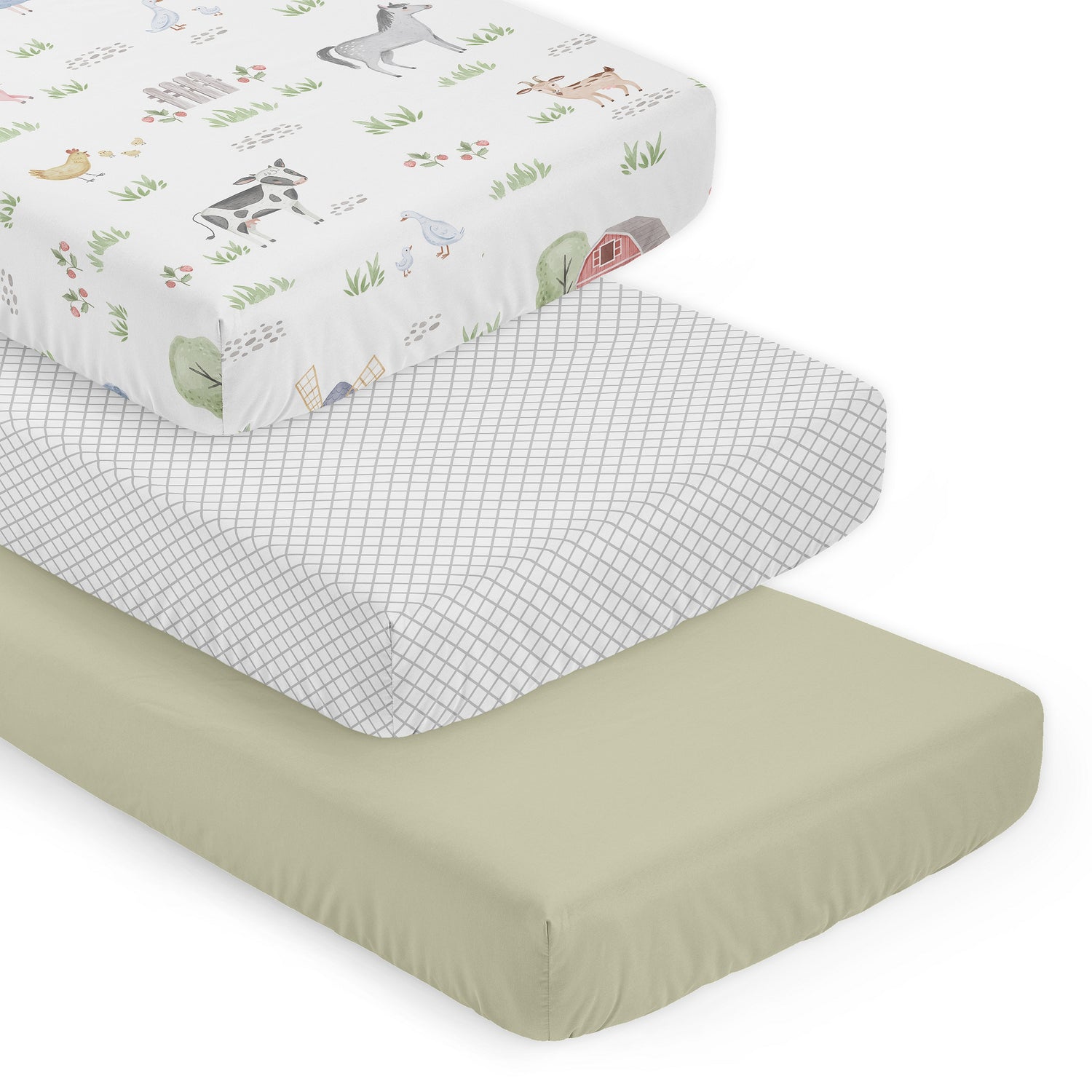 Farm Animals Collection 3 Pack Crib Sheets