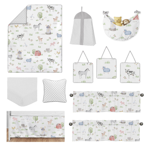Farm Animals Collection 11 Piece Bumperless Crib Bedding alternate view