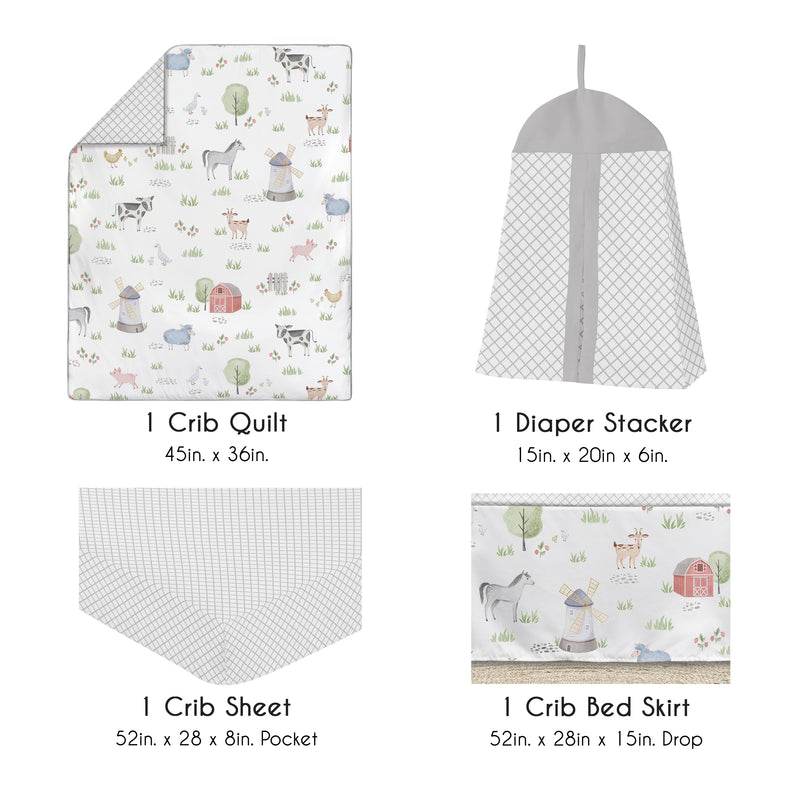 Farm Animals Collection 4 Piece Bumperless Crib Bedding