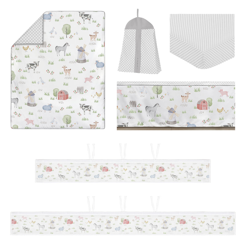 Farm Animals Collection Sweet Jojo Designs 6 Piece Crib Bedding + BreathableBaby Breathable Mesh Liner