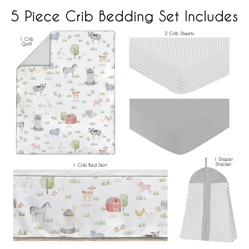 Farm Animals Collection 5 Piece Crib Bedding