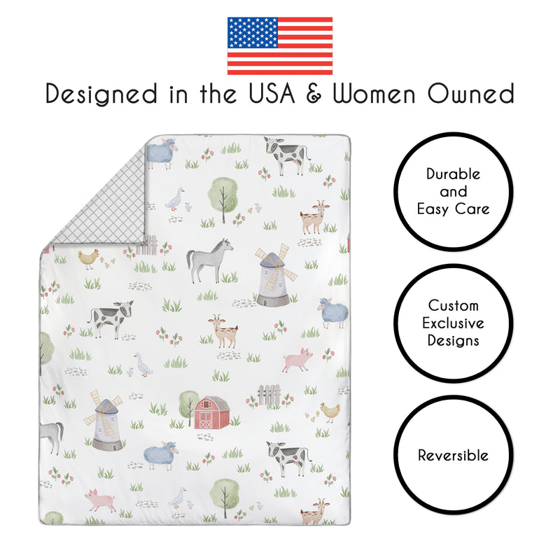 Farm Animals Collection 4 Piece Bumperless Crib Bedding