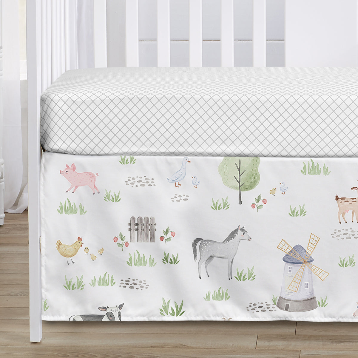 Farm Animals Collection 4 Piece Bumperless Crib Bedding