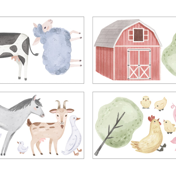 Farm Animals Collection Peel and Stick Wall Decal Stickers - Set of 4 Sheets alternate view
